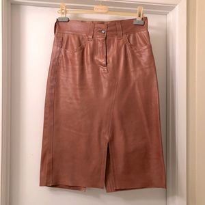 VINTAGE TAN / RUST FORNARINA 1970’s INSPIRED LEATHER SKIRT